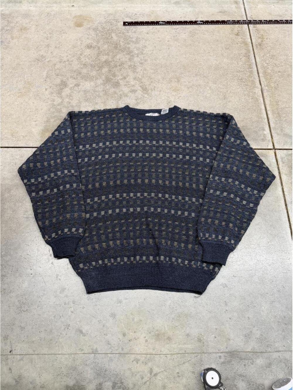 vintage farah navy and brown striped knit sweater size large